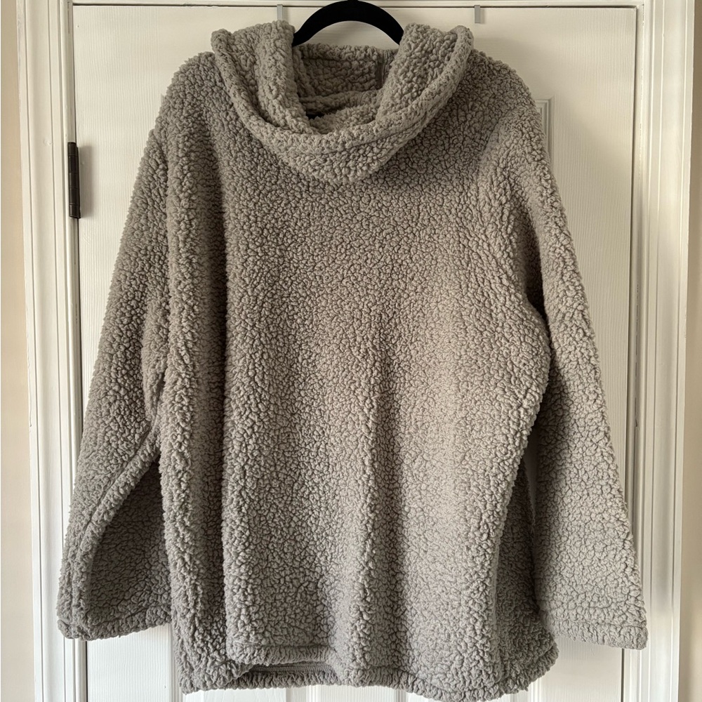 Style & Co. Gray Sherpa Cowl Neck Sweater